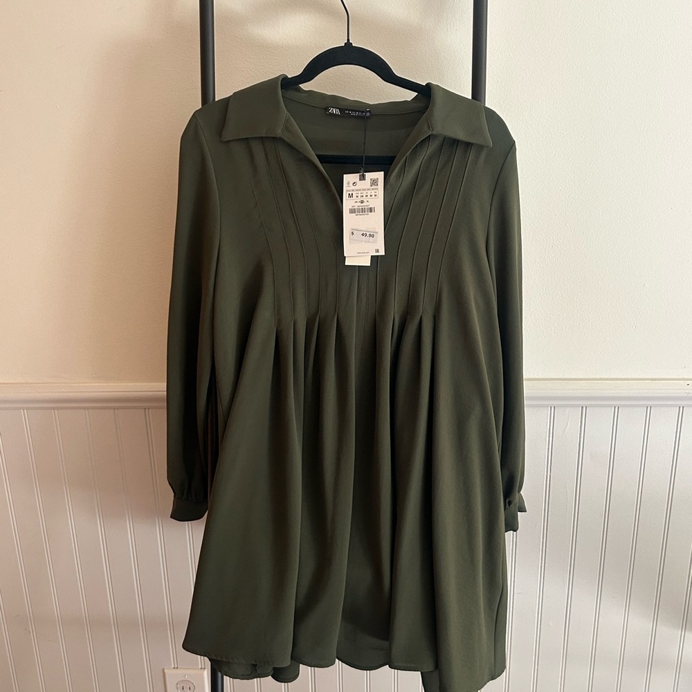 ZARA DRESS GREEN BABY DOLL, Size M